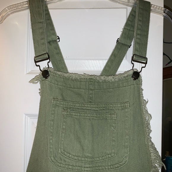 Olive green Jean overalls - Picture 2 of 6